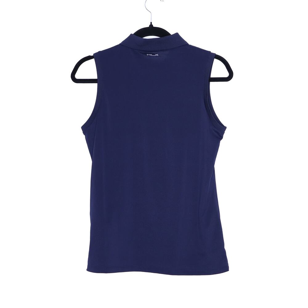 Sleeveless Polo Top in Navy - Picture 3 of 14